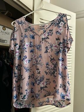 Pink Republic Floral Cold-Shoulder Top - Blush Pink